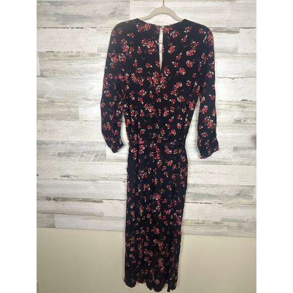 Velvet Anthropologie Women’s Small Freddy Black Floral Wide Leg Jumpsuit Jumper - Picture 1 of 7